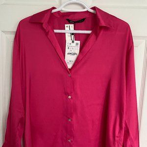 Zara Fuschia Pink Button Down Top